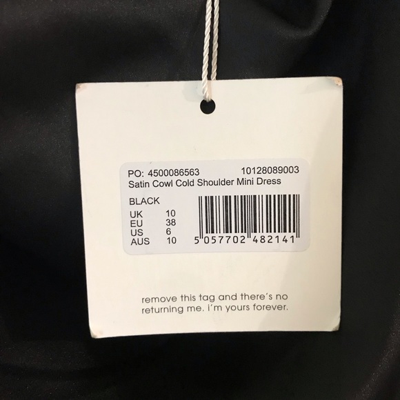 NWT Missguided Satin Cold Shoulder Mini Dress - Picture 7 of 7